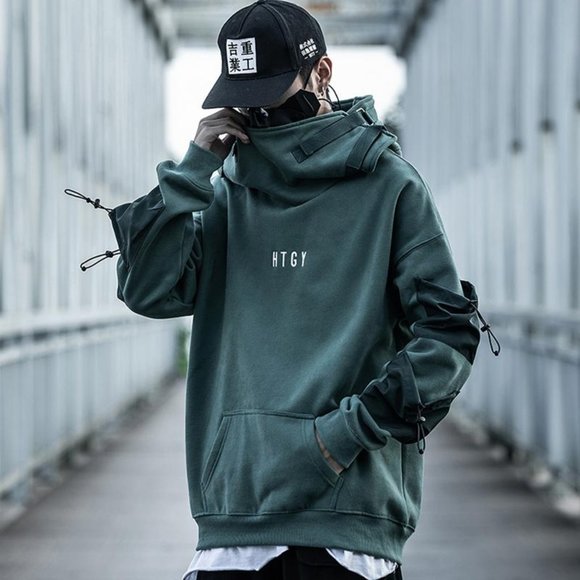 Niepce HTGY Streetwear Hoodie Techwear Pullover Mens Embroidery Sweatshirt - Picture 1 of 5